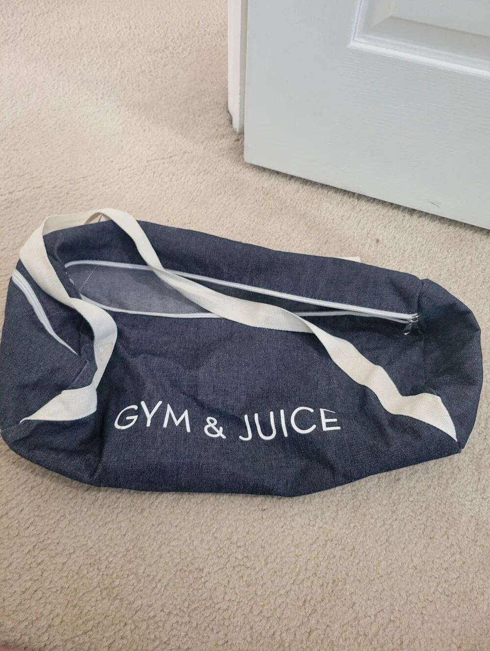 Private Party Gym & Juice Denim Gym Bag Duffle Travel Tote Weekender Workout bag